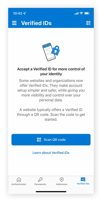 扫描 QR 码以将 Google Authenticator 连结到帐户的确认
ID。